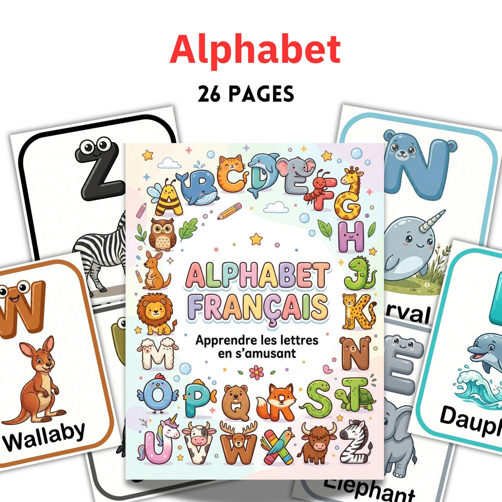Printable French Alphabet Cards for Kids | 26 Pages PDF JPG PNG Download