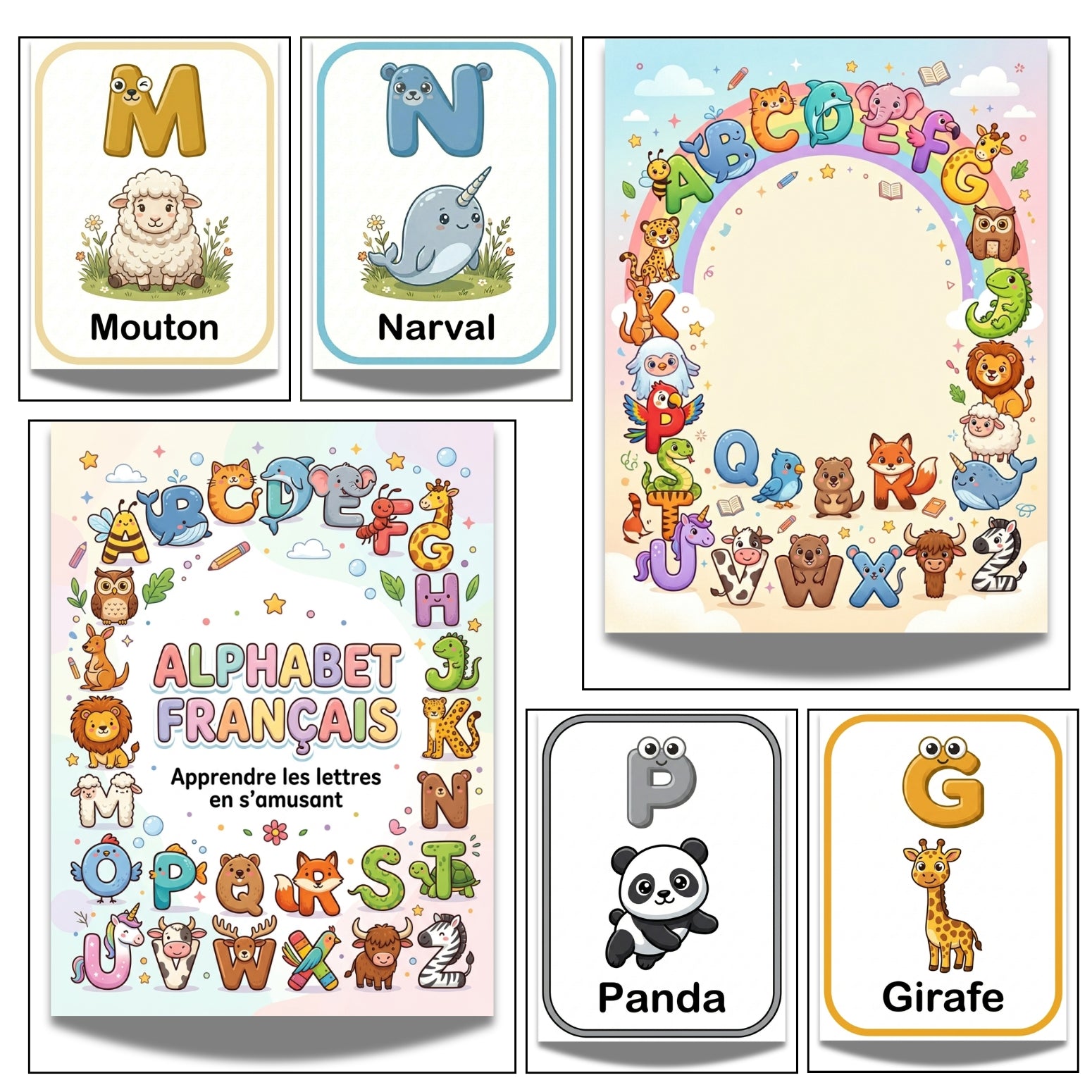 Printable French Alphabet Cards for Kids | 26 Pages PDF JPG PNG Download