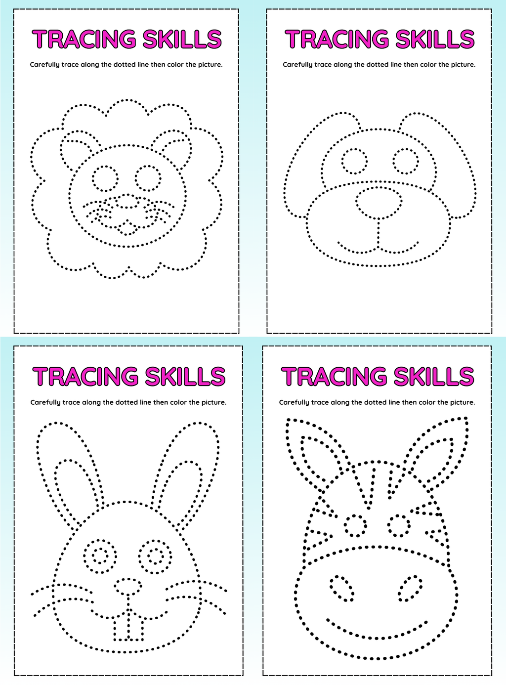 Trace Me: Cute Animals | Tracing Skills Practice