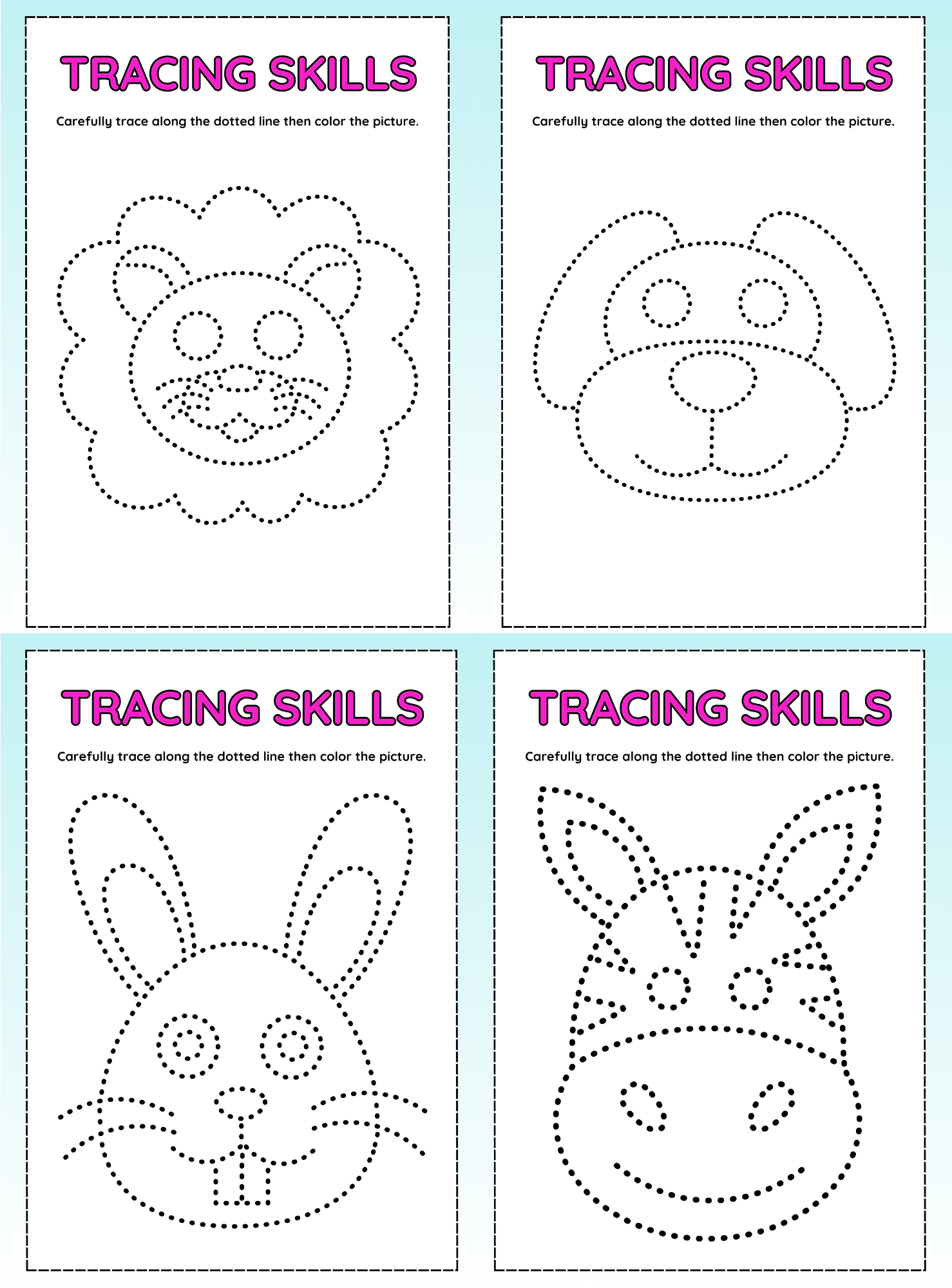 Trace Me: Cute Animals | Tracing Skills Practice