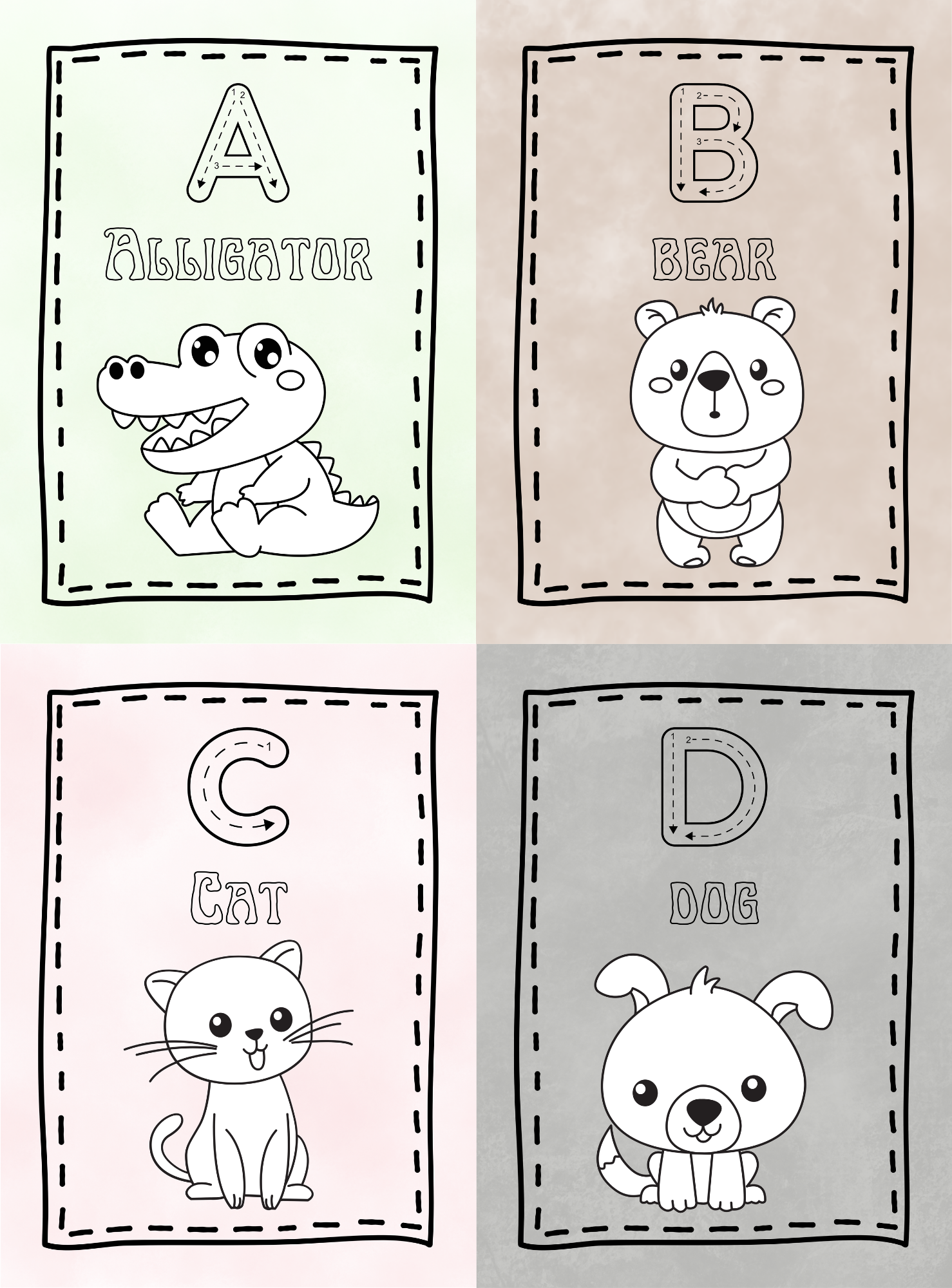 Alphabet Coloring Cute Animals Letter Tracing - English Edition
