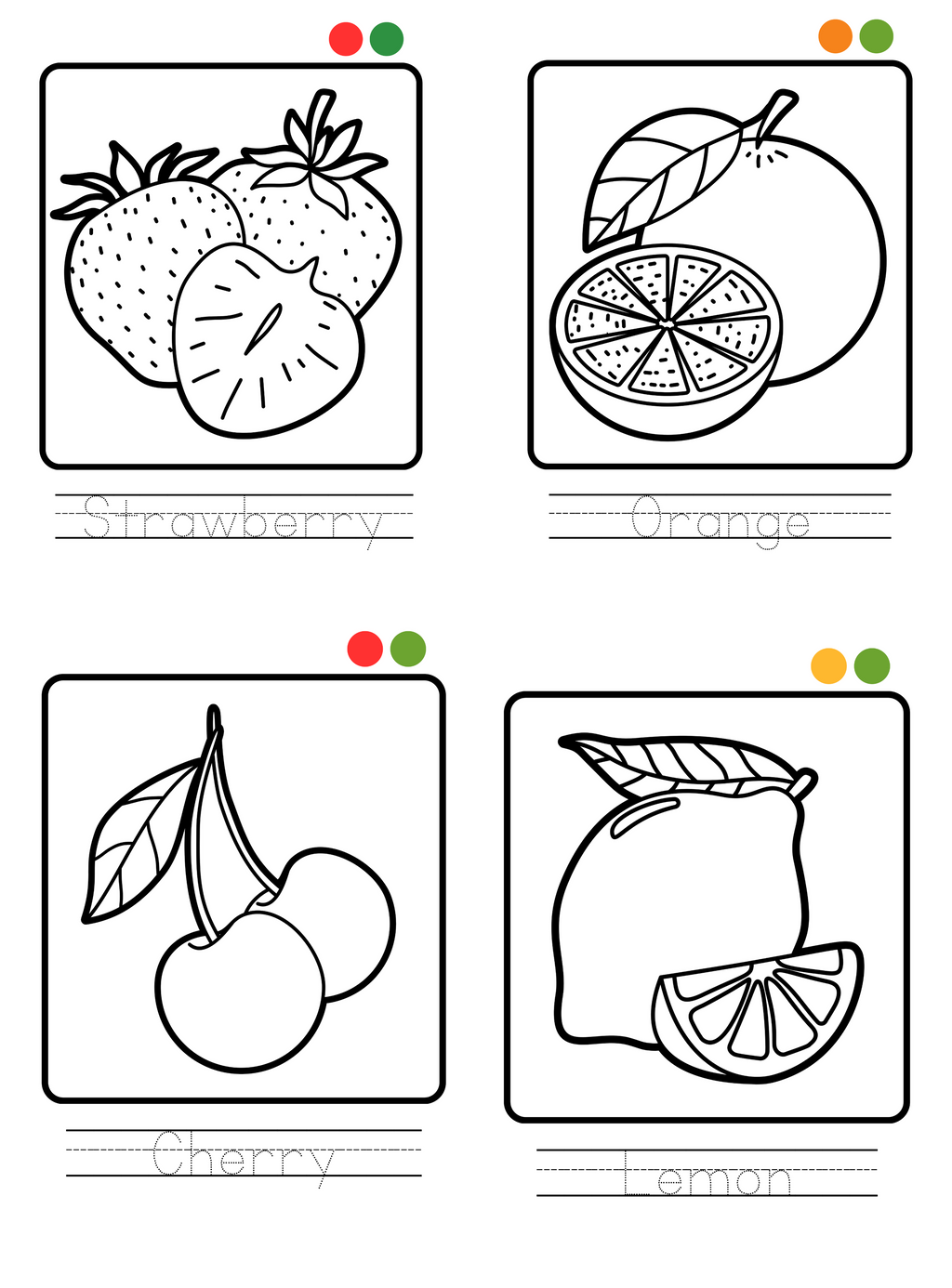 Fruits Coloring & Tracing Booklet | English Educational Activity Book