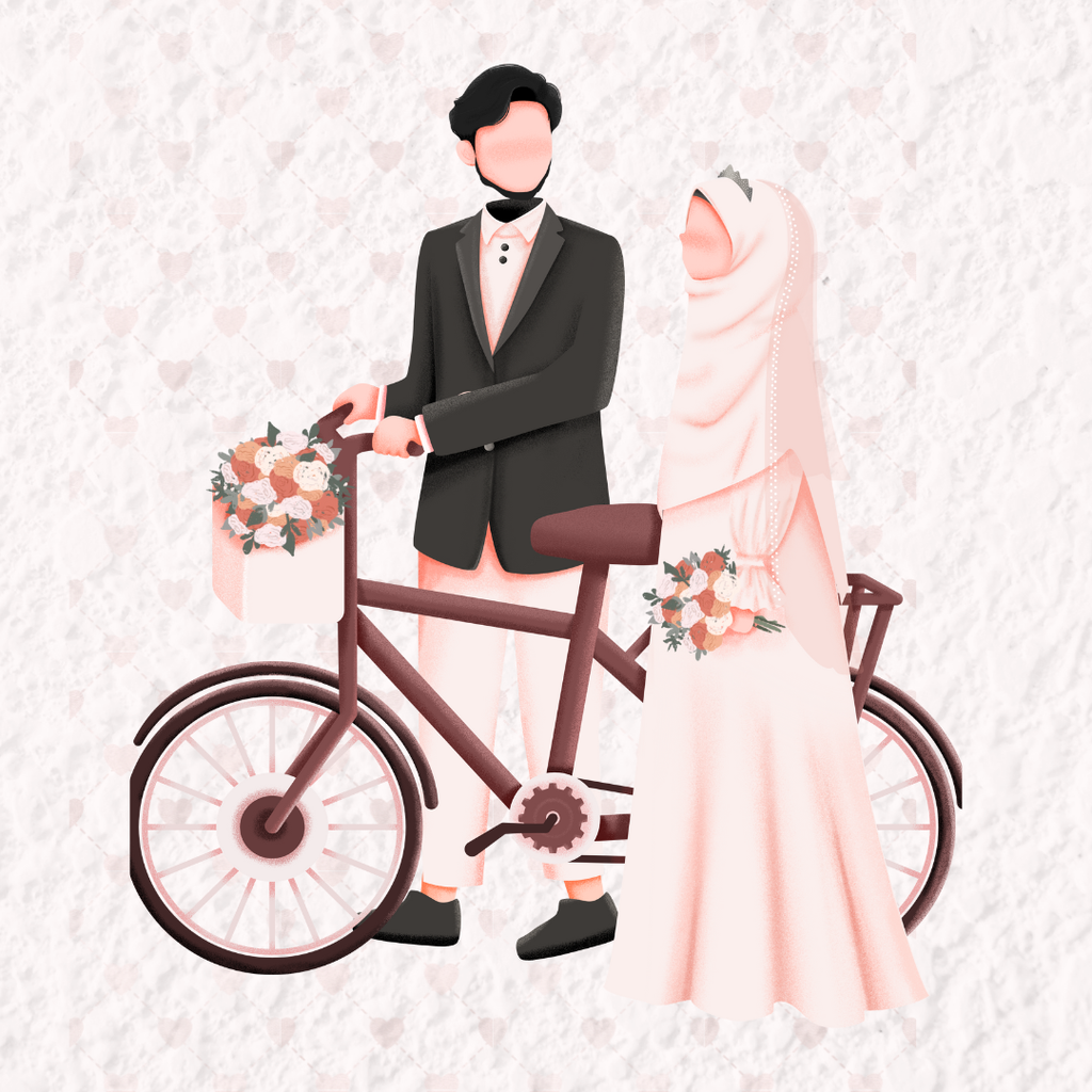 13 Minimalist Muslim Wedding Cliparts – Faceless Couple Illustration – PNG, SVG, PDF – 300 DPI