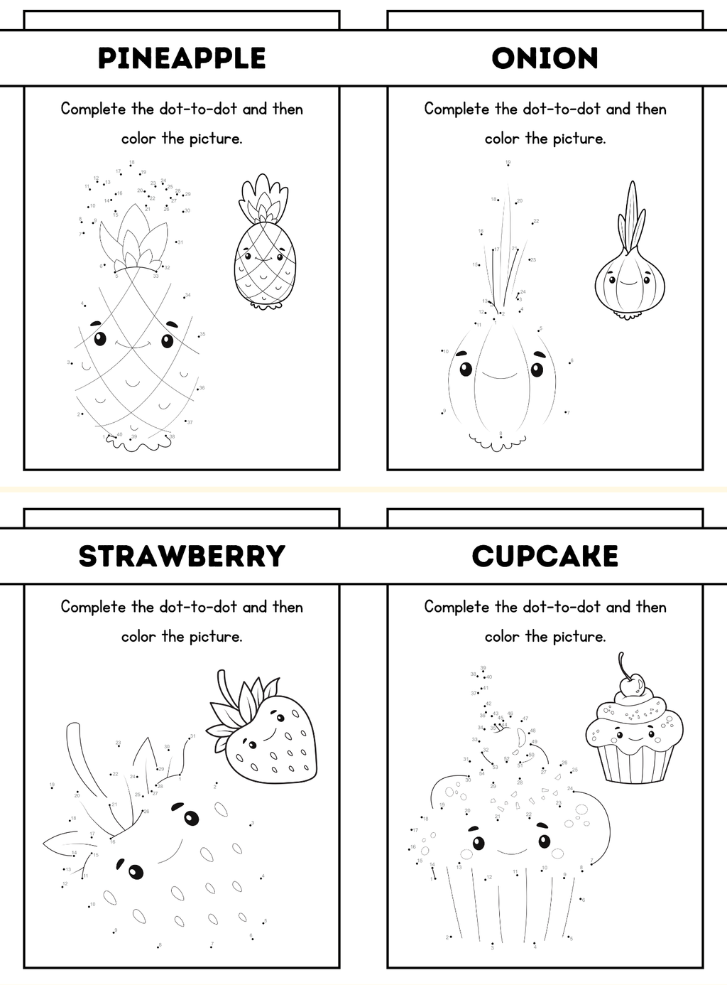 Dot-to-Dot Food & Vehicles Workbook