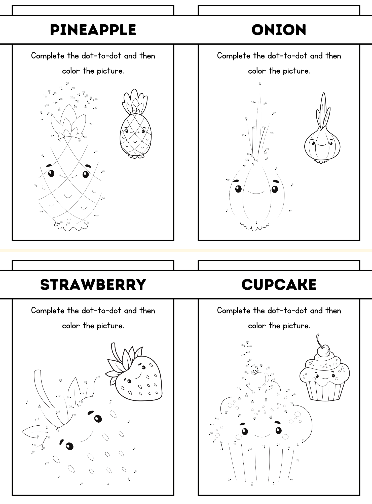 Dot-to-Dot Food & Vehicles Workbook