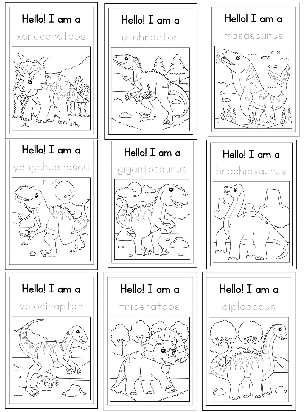 Dinosaur Coloring Book | English Educational Activity Book