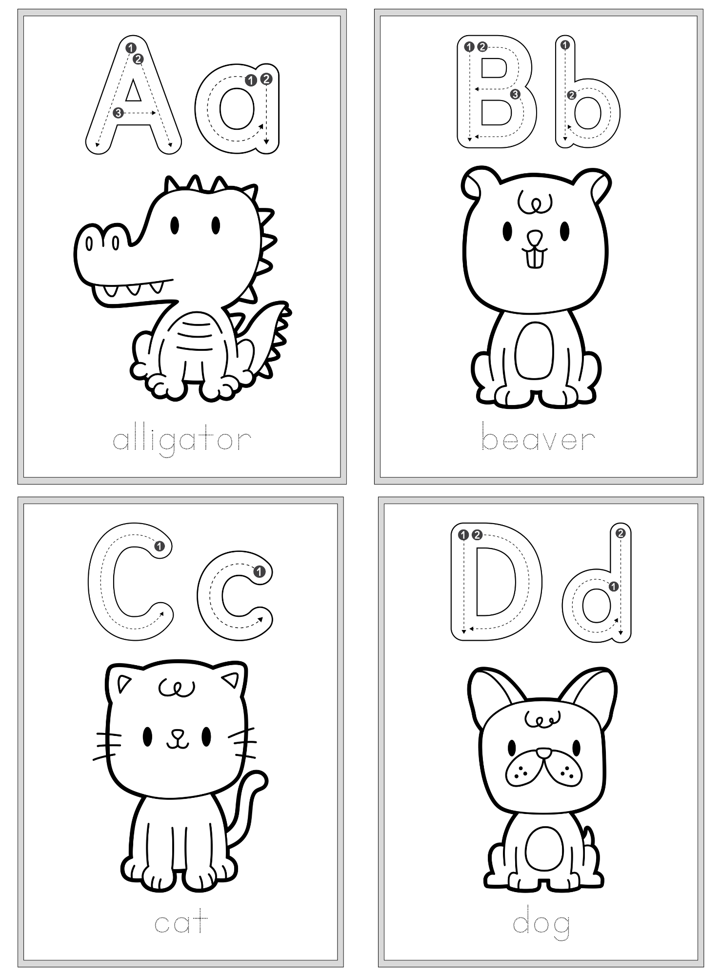 Coloring Alphabet Book Animals For Kids