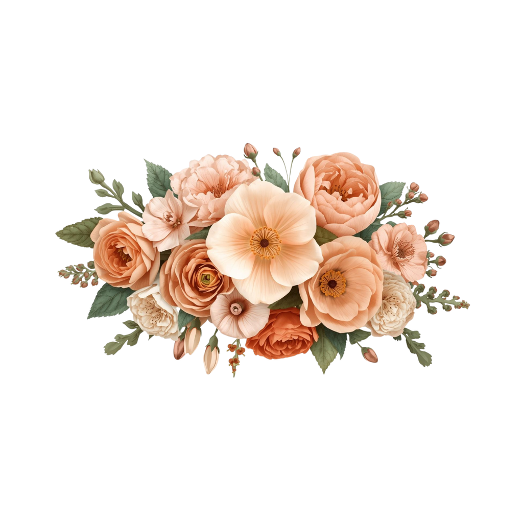 36 Horizontal Floral Clipart Set – PNG Transparent Flowers – 300 DPI – 4096×4096 High Resolution