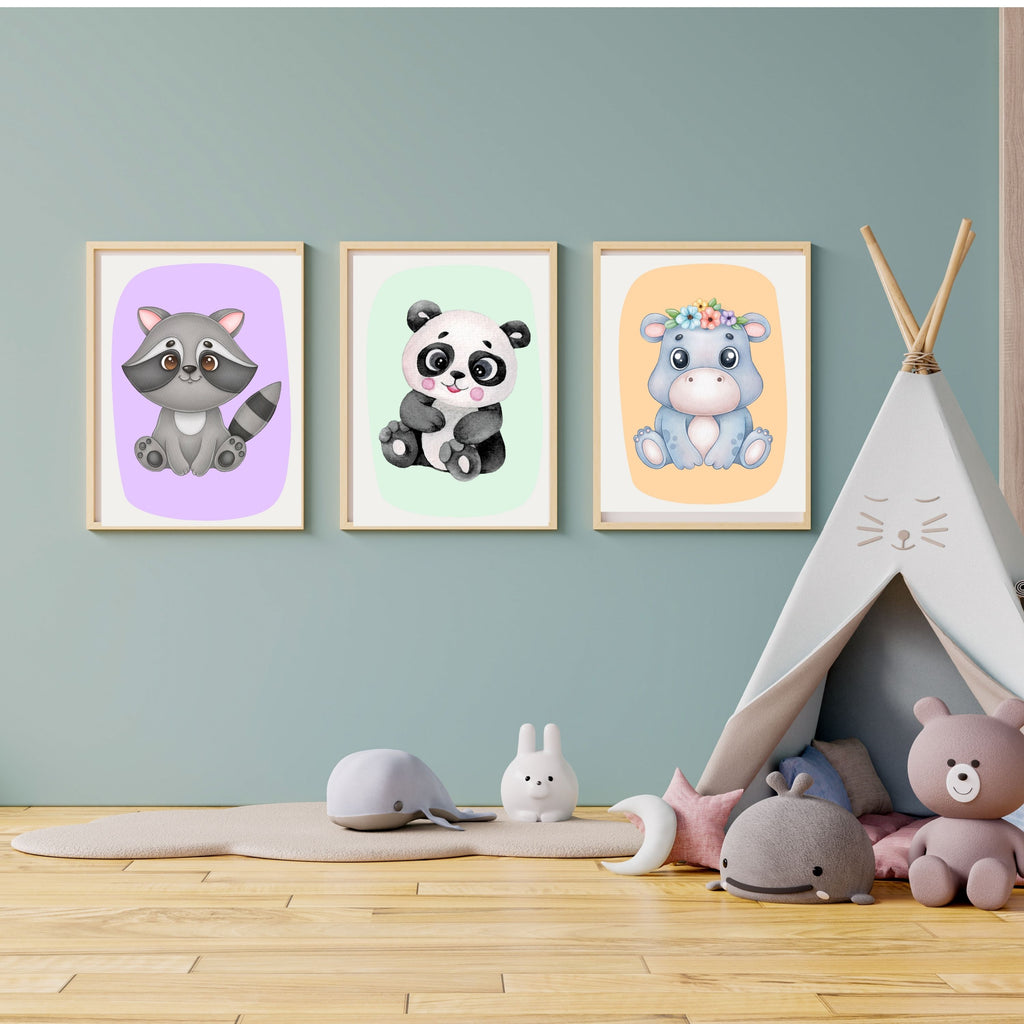 Kids Animal Wall Art Set – 10  Nursery Prints | Playroom Decor | Digital PNG 300 DPI