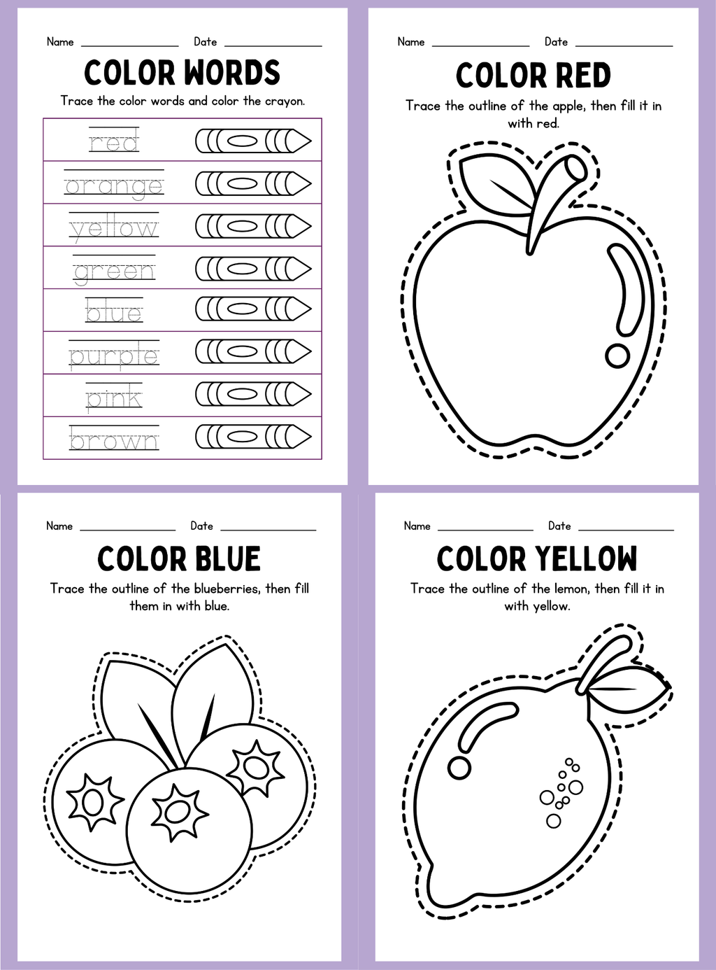 Cahier d’activités sur les couleurs – Apprendre, tracer et classer