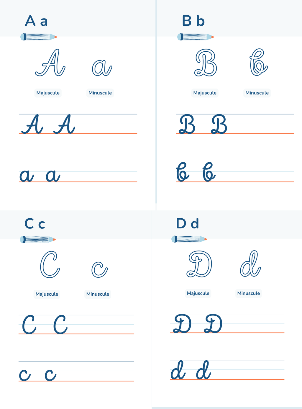 Alphabet Handwriting Practice Guide | English Cursive Tracing