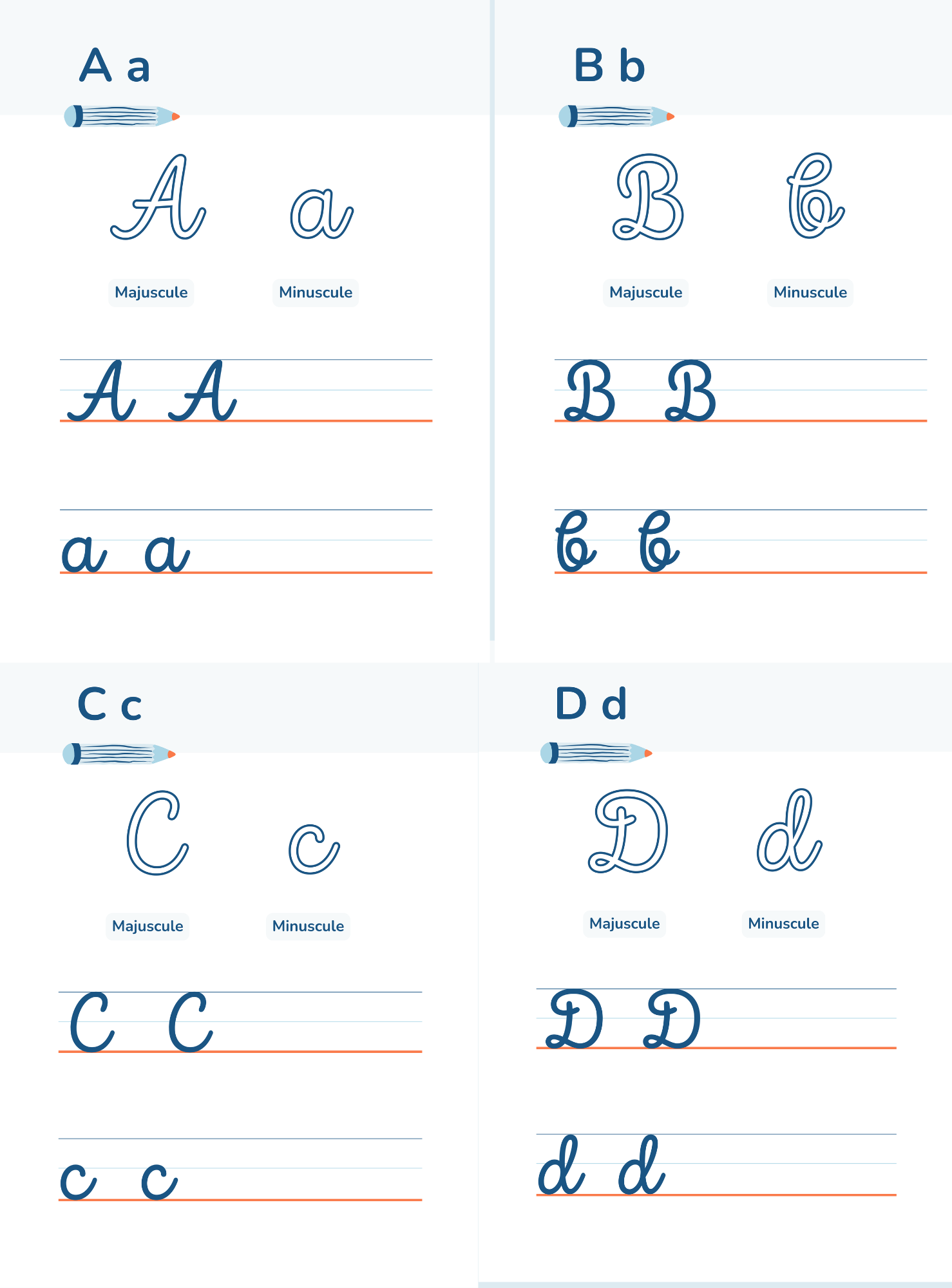Alphabet Handwriting Practice Guide | English Cursive Tracing