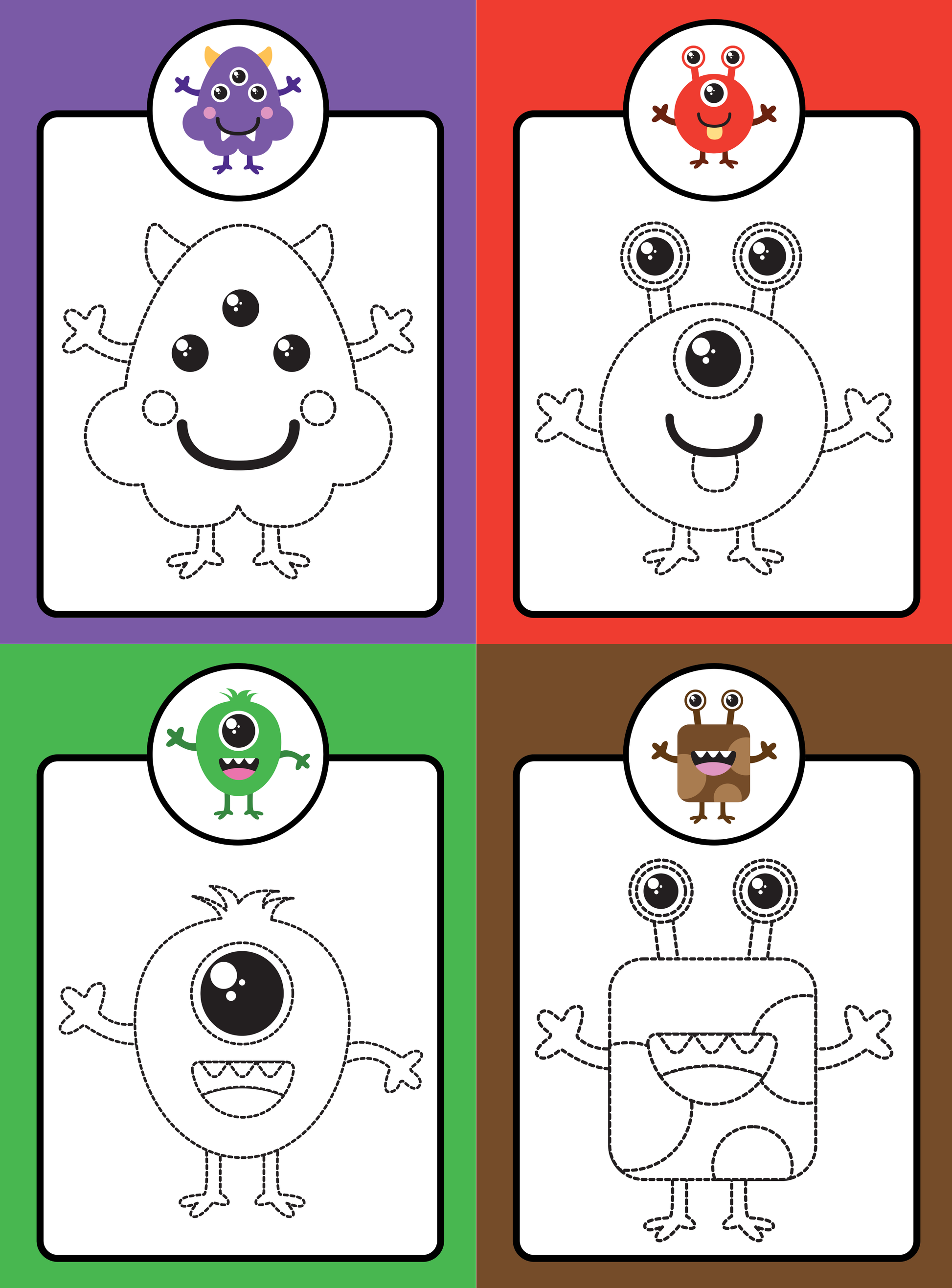 Monsters Coloring & Tracing Booklet | Educational Activity Book