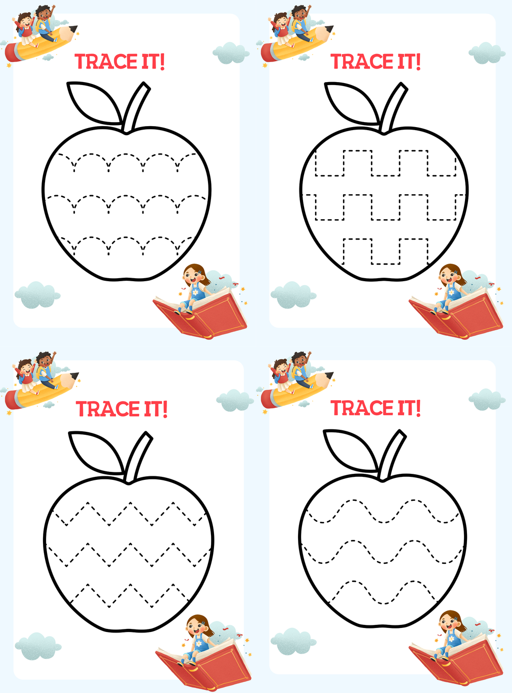 Handwriting Tracing | Fun Apple Tracing Book for Kids