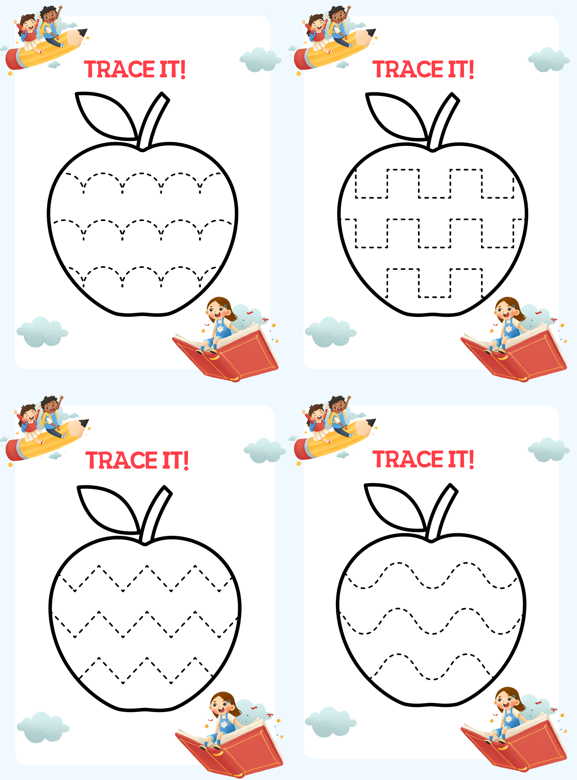 Handwriting Tracing | Fun Apple Tracing Book for Kids
