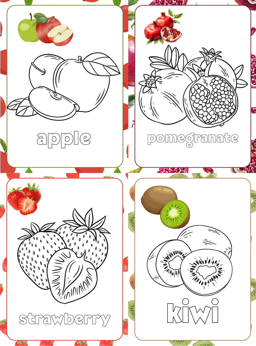 Fruits Coloring Book - English Edition
