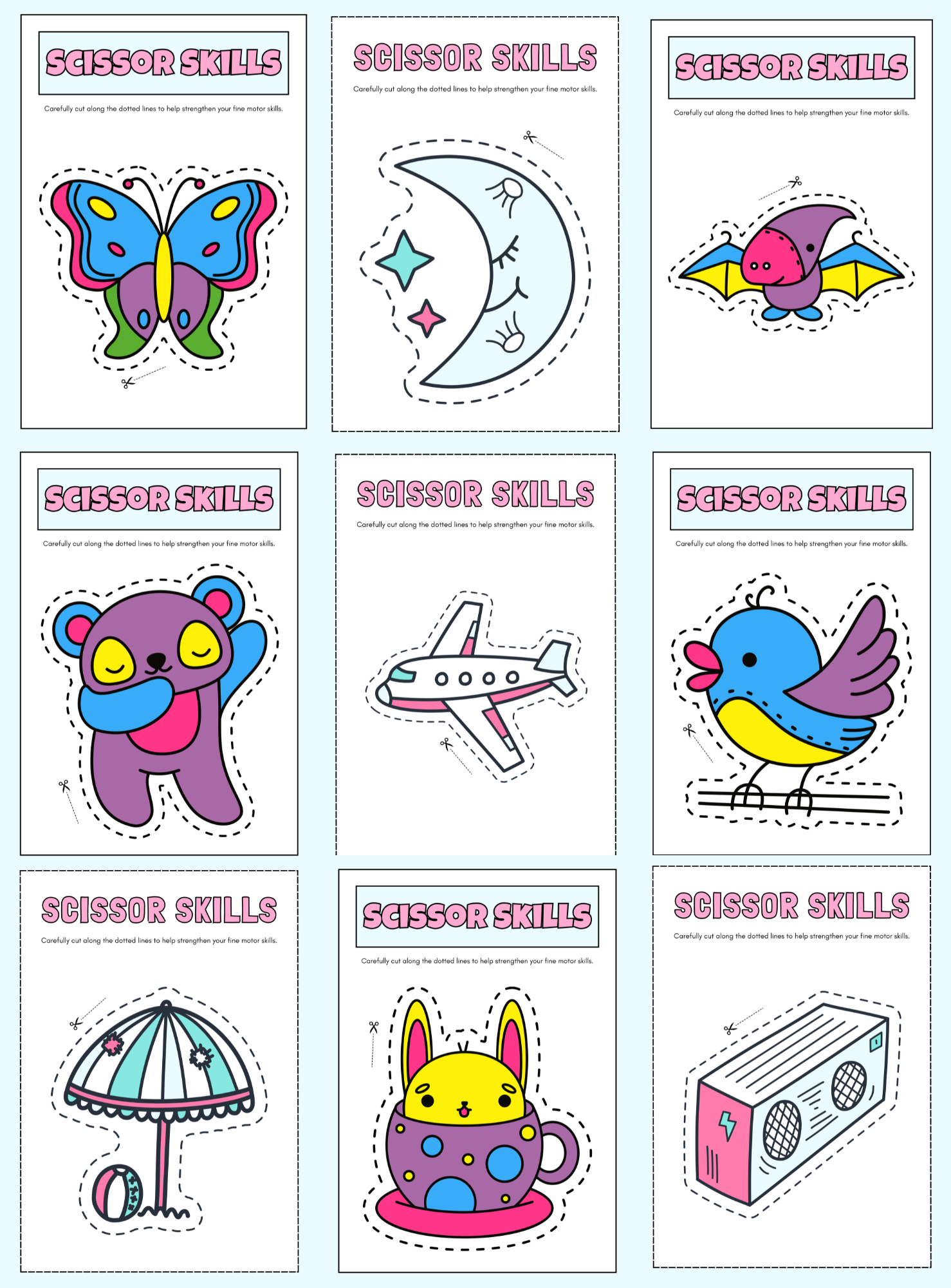 Scissor Skills: Cute Animals & Shapes - Fine Motor Activities, Trace, Color & Cut