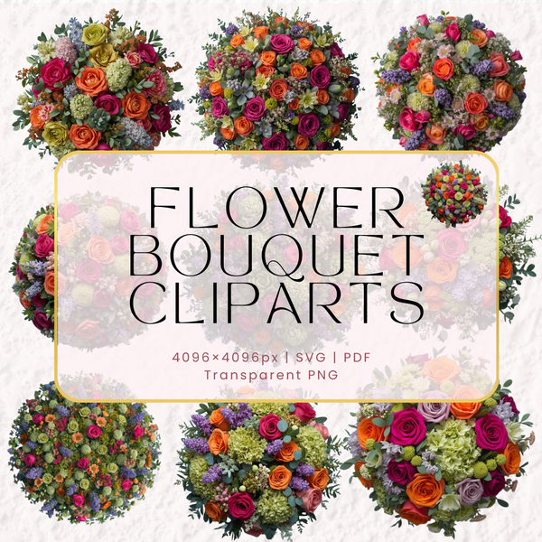 Collection de 10 Cliparts de Bouquets de Fleurs Colorées