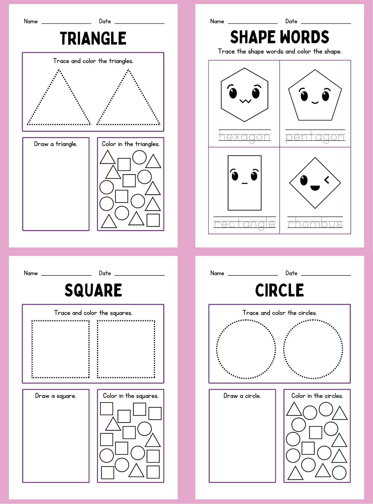 2D Shapes Workbook - English Edition