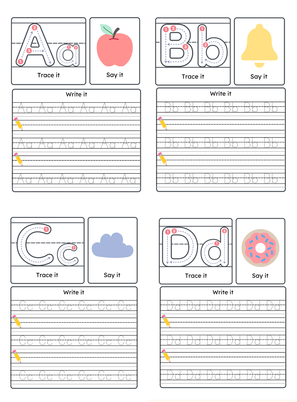Alphabet Handwriting Practice Guide | English Cursive Tracing