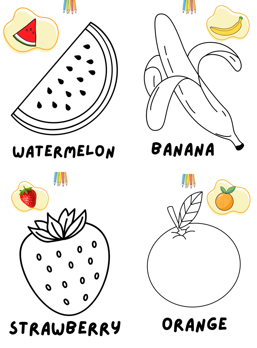 Fruit Series Coloring Book for Kids | English Educational Activity Book