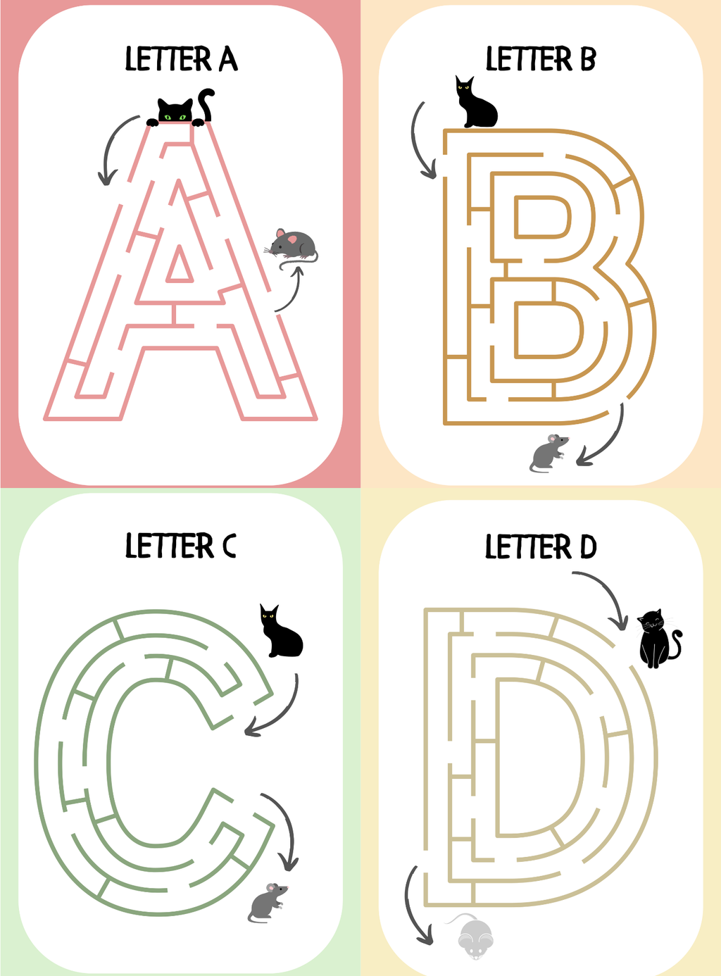 Alphabet Maze Puzzle Guide | Cat & Mouse Adventure