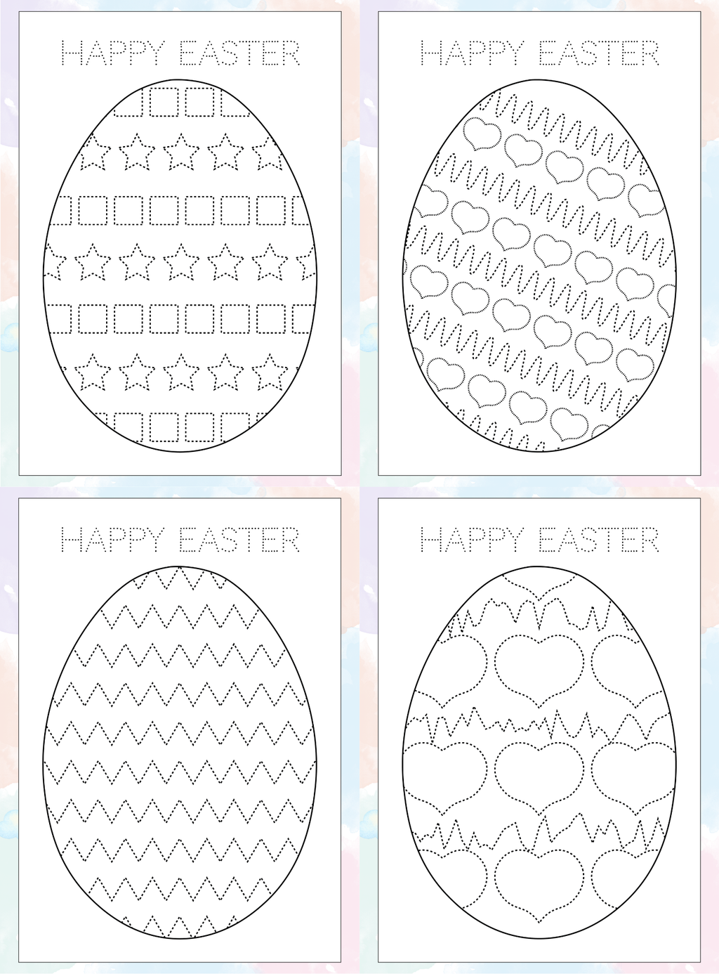 Easter Pattern Tracing: Lines, Shapes & Coloring - English Edition