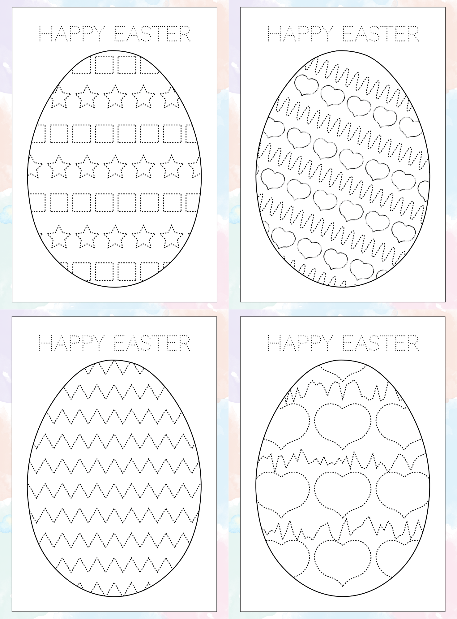 Easter Pattern Tracing: Lines, Shapes & Coloring - English Edition