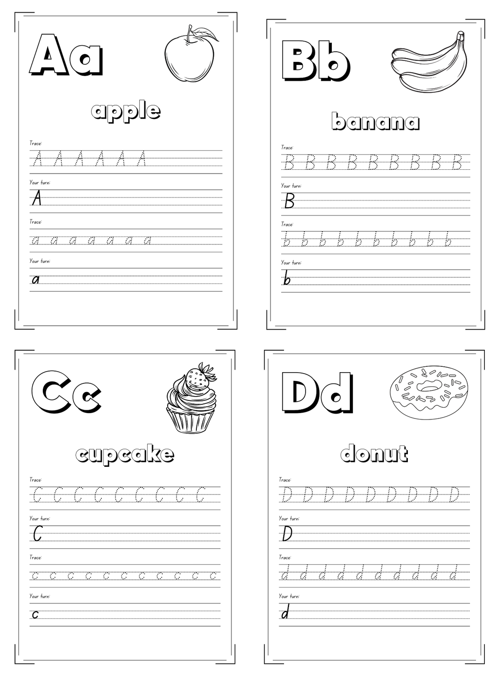 Alphabet Handwriting Book: Upper and Lowercase Letters - English Edition
