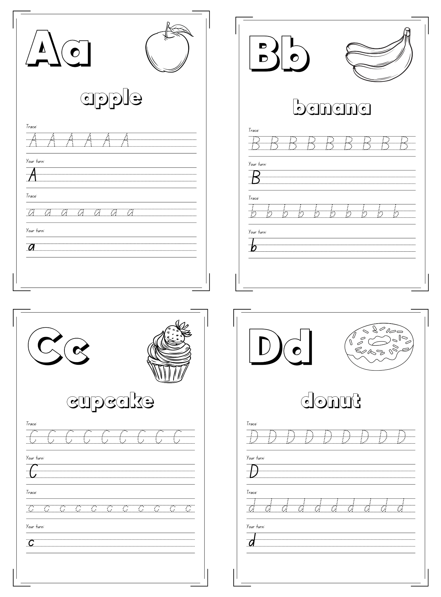Alphabet Handwriting Book: Upper and Lowercase Letters - English Edition