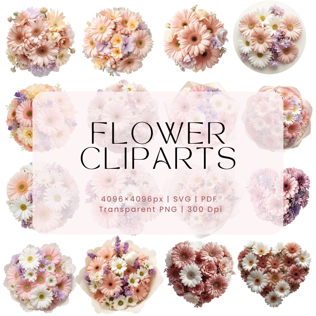 25 Floral Clipart Bundle | High Resolution PNG 4096px