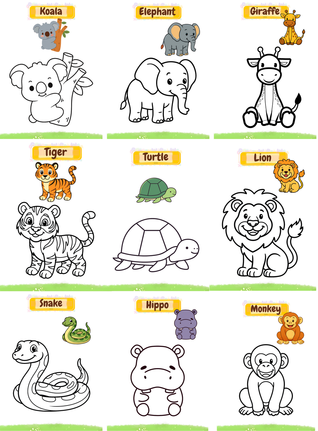 Jungle Animals Coloring Book | English Kids Educational Activity Book (12 Pages)