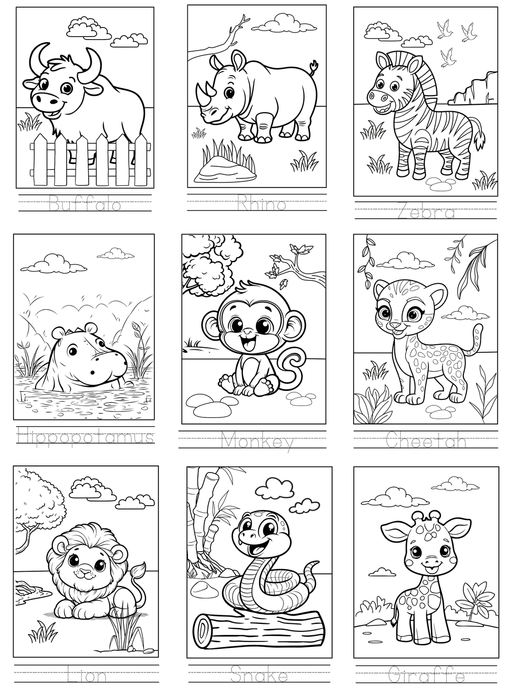 Animals Coloring & Tracing Booklet | English Educational Activity Book