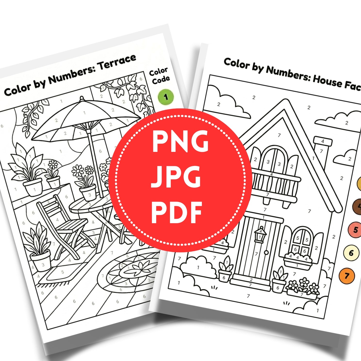 My House Color by Numbers Printable | 20 Interior Design Coloring Pages