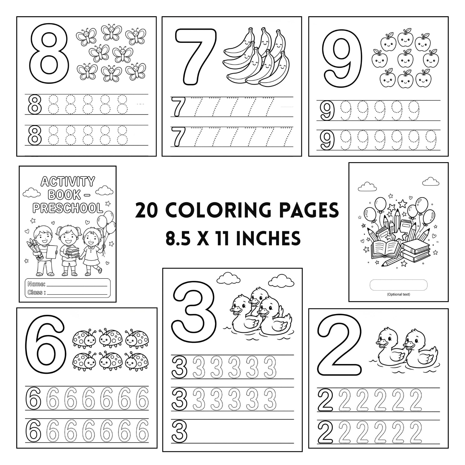 Preschool Numbers Tracing Worksheets | 20 Early Learning Activity Pages