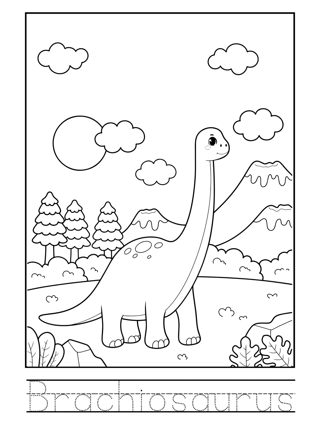 Cute Dinosaurs Coloring & Tracing Booklet | English Educational Activity Book