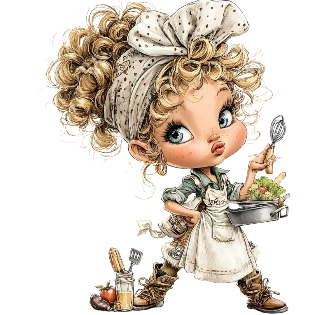 Cute Cooking Girl Clipart Bundle – Chef Kids PNG, SVG & Printable PDF
