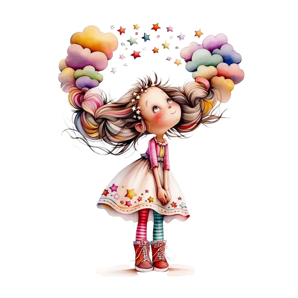 4 Dreamy Rainbow Girl Clipart Bundle – Whimsical Fantasy Girl PNG, SVG & Printable PDF