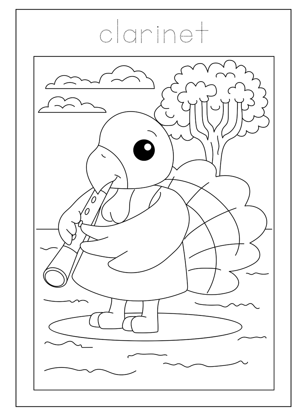 Animal Instruments Coloring Book - English Edition