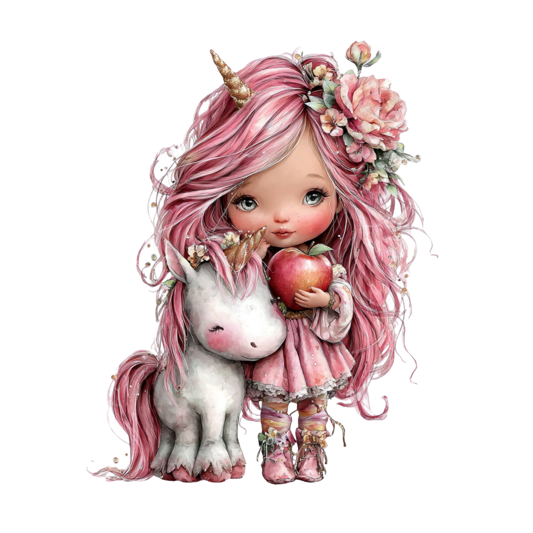 Unicorn Girl Clipart Bundle – Cute Kawaii Unicorn & Fantasy Girl PNG, SVG, Printable PDF