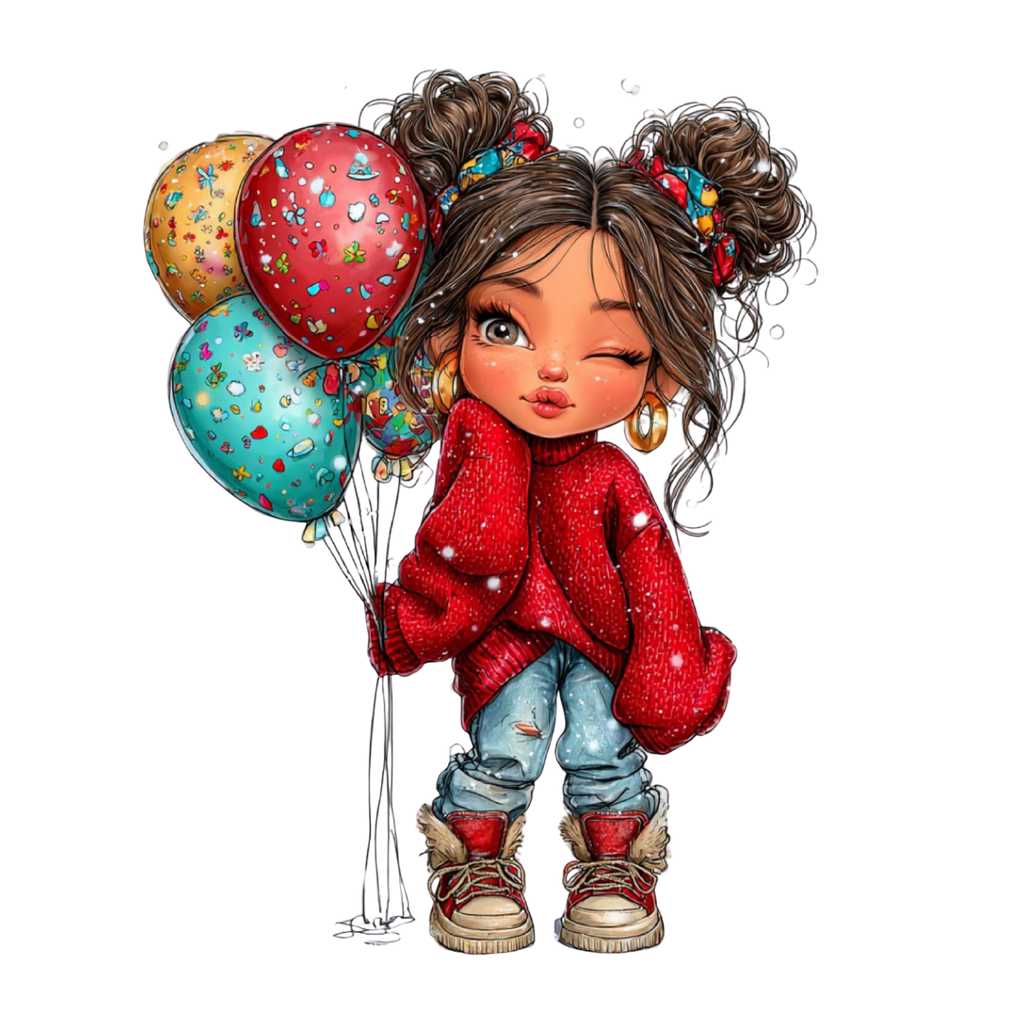 11 Cute Valentine Girl Clipart Bundle – Kawaii Love Girl red