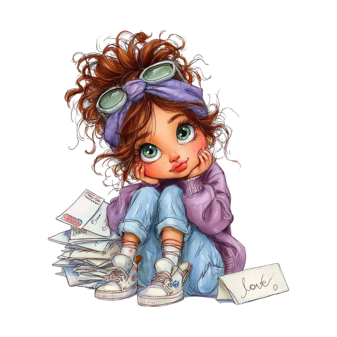 18 Cute Girl Clipart Bundle – Pastel Love Girl PNG, Chibi Style SVG & Printable PDF