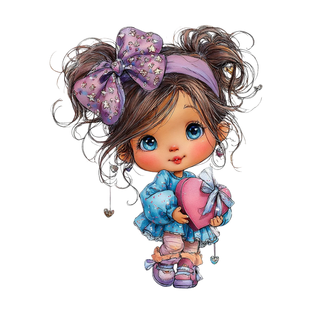 14 Purple & Blue Girl Clipart Bundle – Cute girly graphics Pastel Love PNG  SVG & Printable PDF