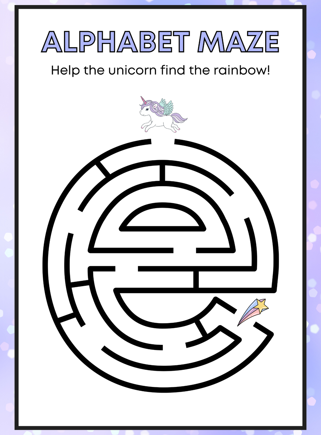 Alphabet Maze Activity Book | Unicorn Rainbow Quest