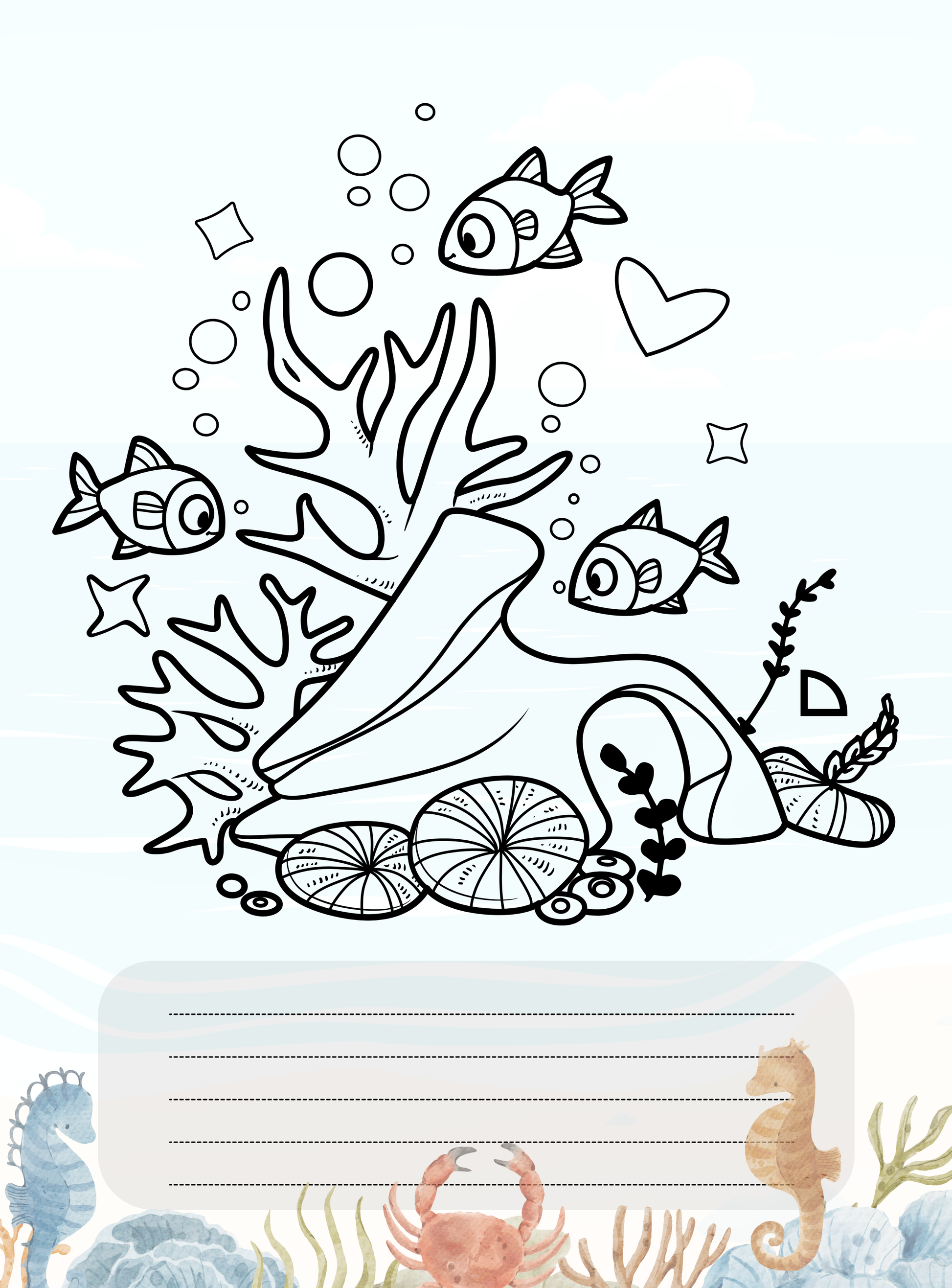 Sea Animals Coloring Book | English Educational Activity Book