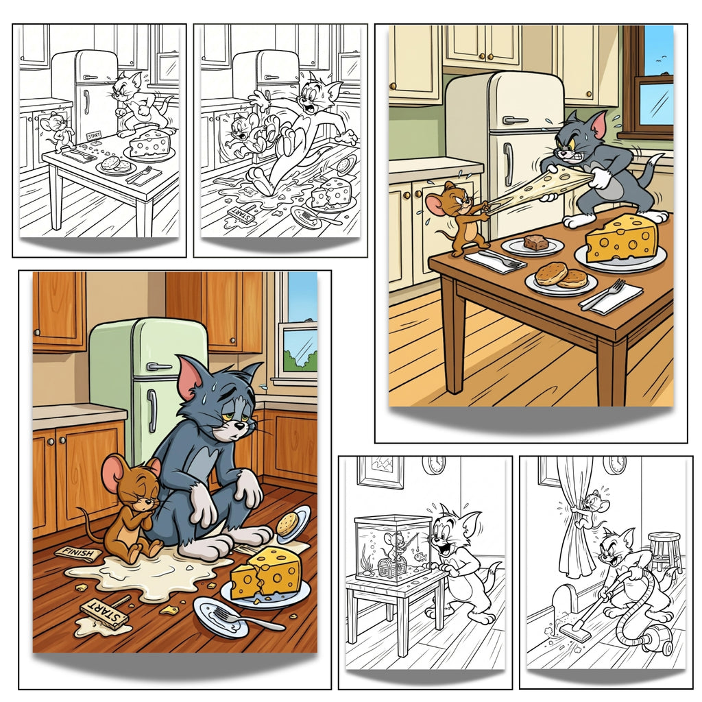 Printable Tom and Jerry Coloring Book | 20 Premium Kids Activity Pages