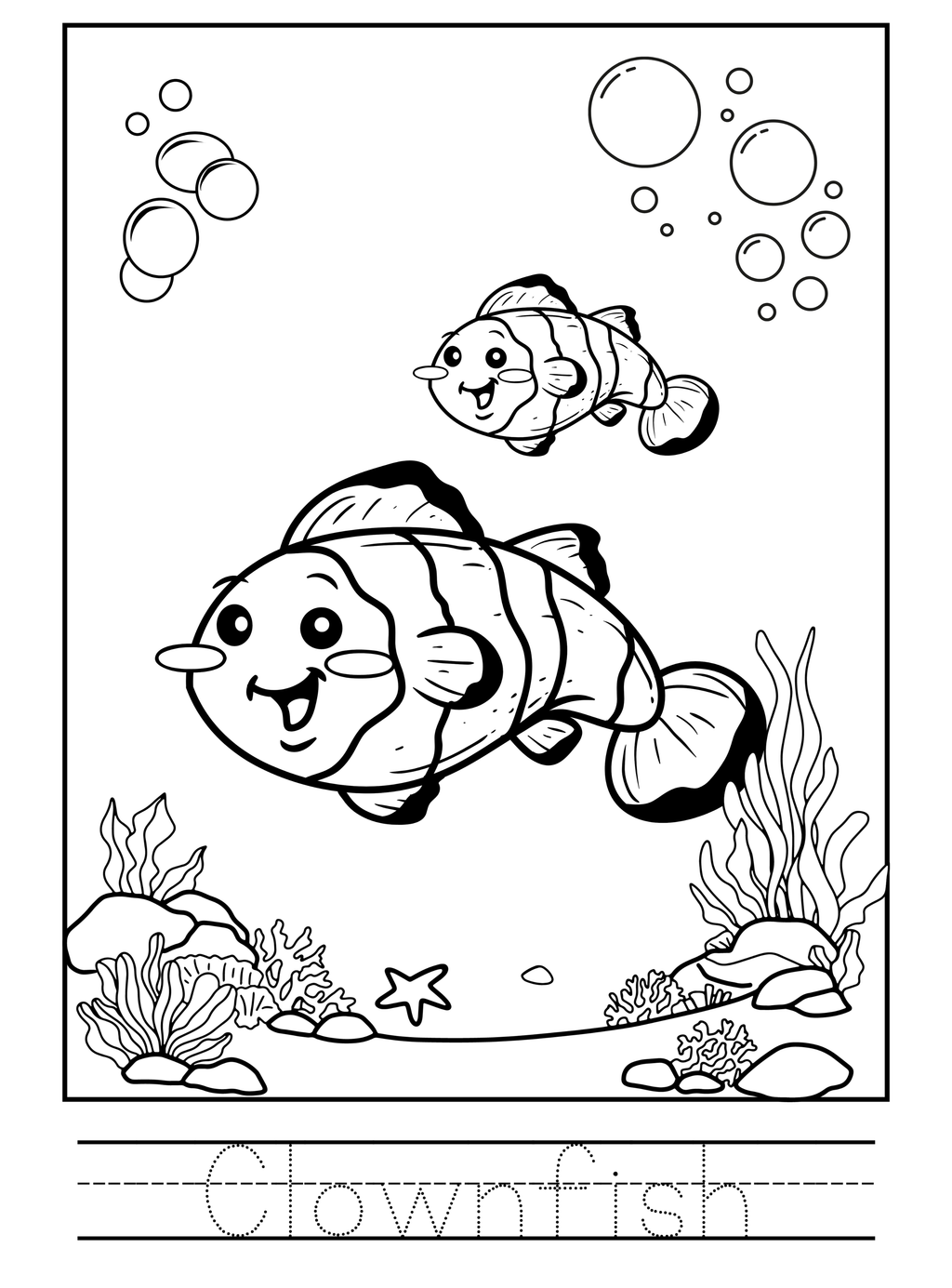 Sea Animals Coloring & Tracing Booklet | English Educational Activity Book