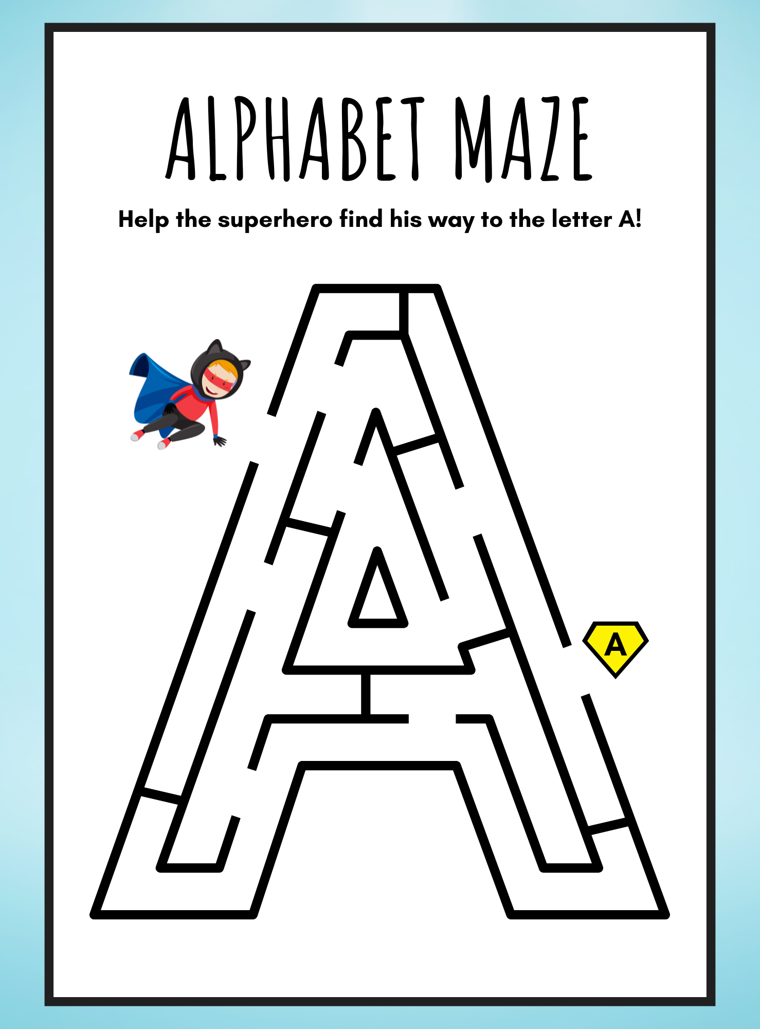 Alphabet Mazes Fun Mazes: Superhero Adventure - English Edition