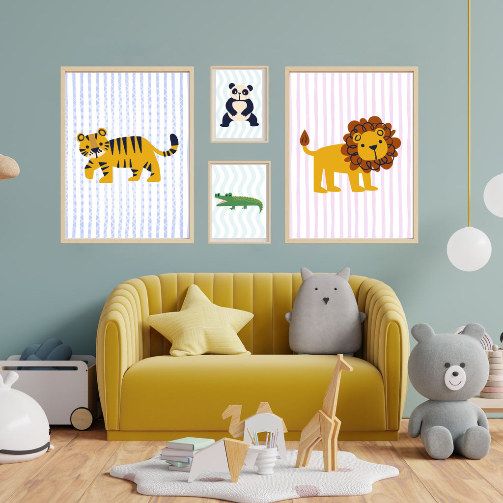 Animal Wall Art Set |  Safari Illustrations | Nursery Prints | Digital Download | Kids Room Decor | Jungle Wall Art | Printable Pack