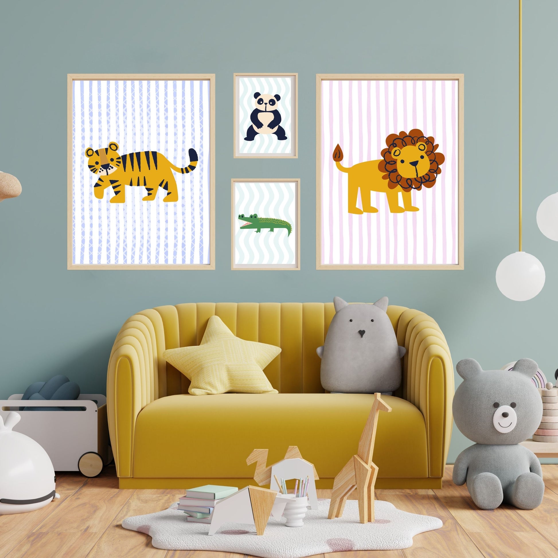 Animal Wall Art Set |  Safari Illustrations | Nursery Prints | Digital Download | Kids Room Decor | Jungle Wall Art | Printable Pack